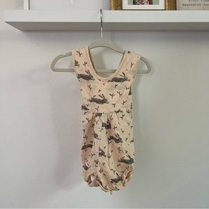 Rylee+ Cru peachy cream onesie with grey bunnies